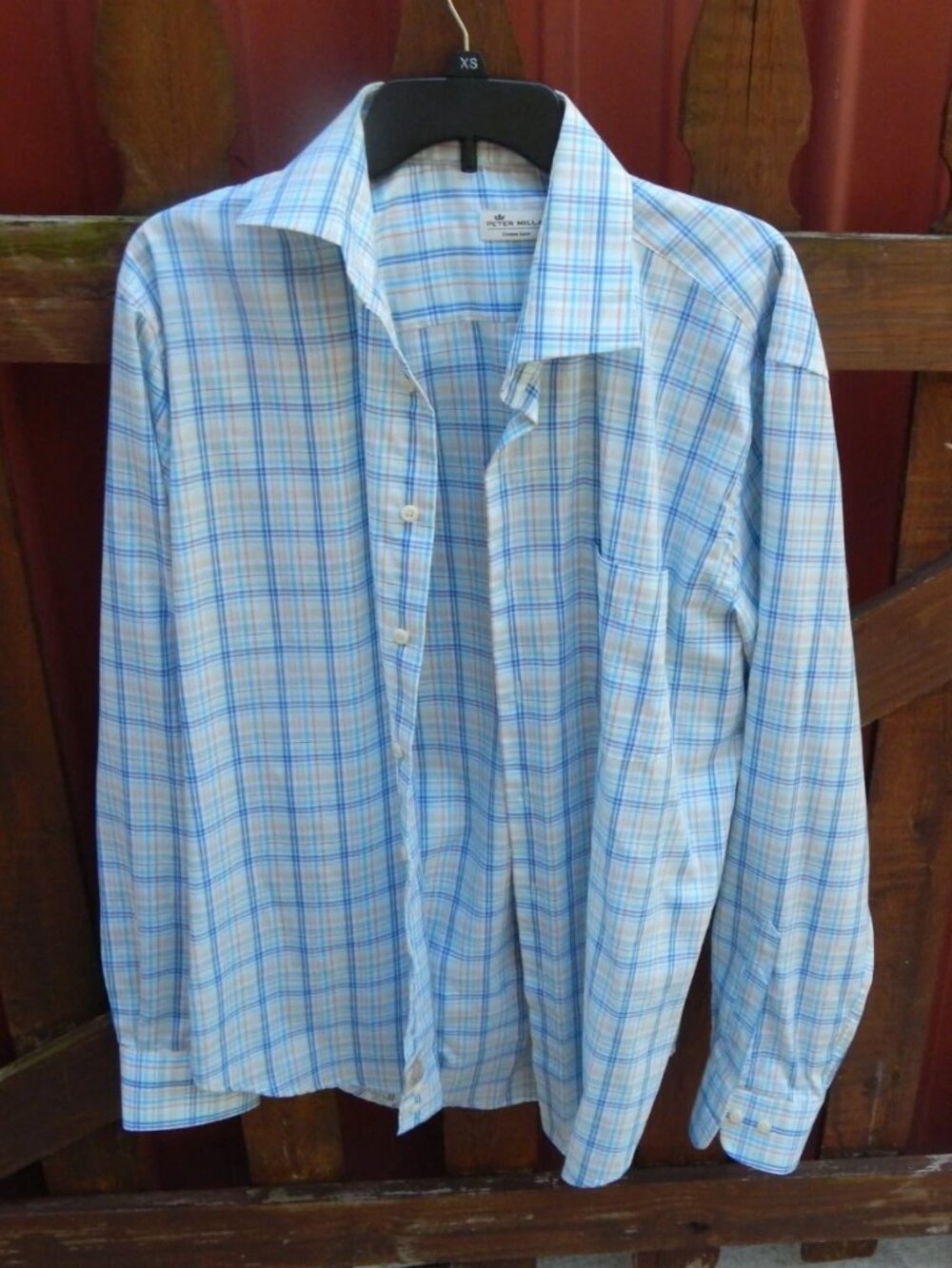Peter Millar Plaid 100% Cotton Button Down Shirt Mens L Dress Casual Golf